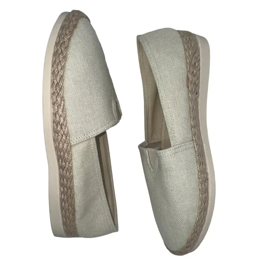 ESPIRIT Slip-On Espadrille Flats 8 Casual Summer Shoes Braided Jute Neutral NWOT